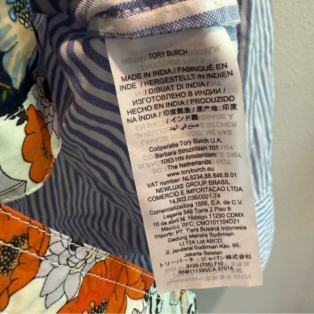 Tory Burch Patchwork Printed Shirt In Ivory Blossom Ditsy Women’s Size 8 - Picture 7 of 8